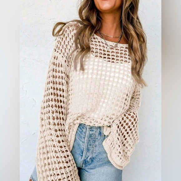 New Oversized Loose Retro Hollow Out Knit Sweater - Picture 1 of 4